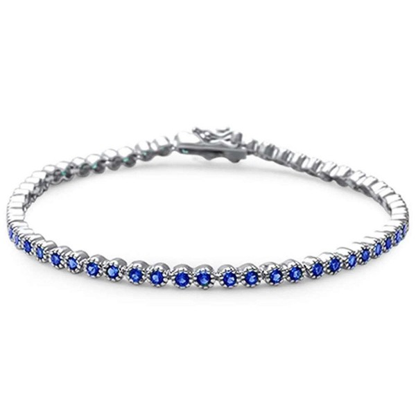 Solitaire Bracelet Simulated Blue Sapphire