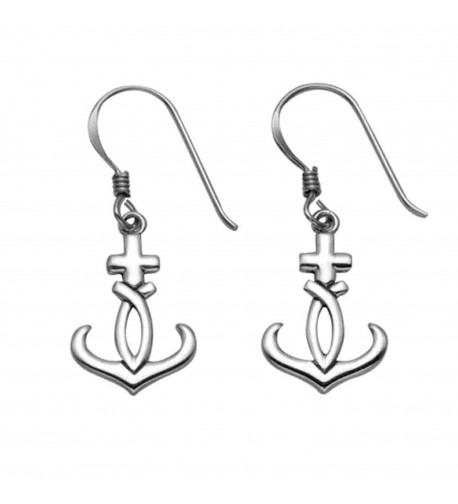 Sterling Silver Cross Anchor Earrings