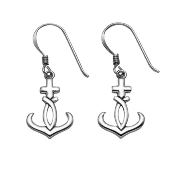 Sterling Silver Cross Anchor Earrings