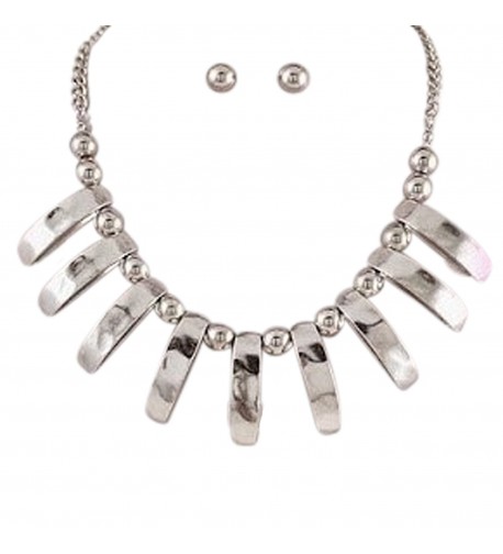 Silver Statement Necklace Earring Jewelry