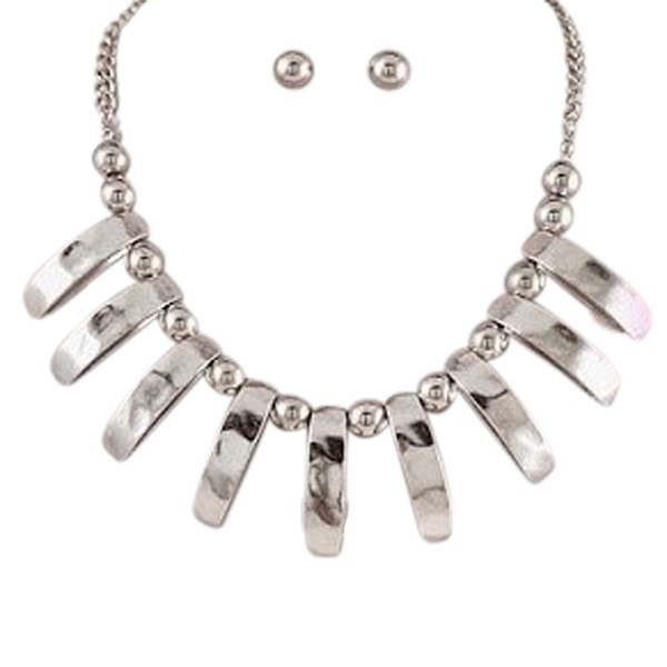 Silver Statement Necklace Earring Jewelry