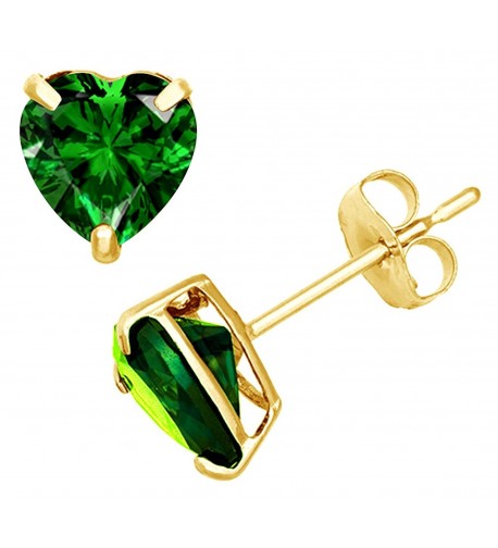 Simulated Emerald Earrings Yellow Sterling