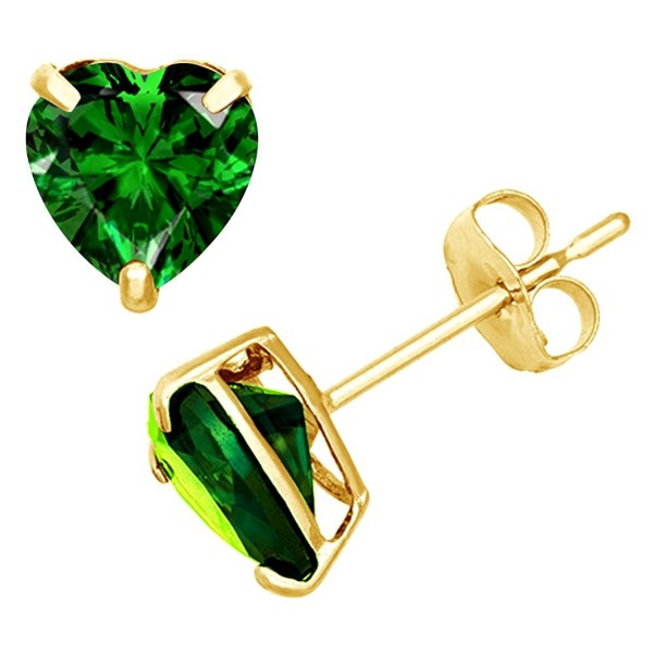 Simulated Emerald Earrings Yellow Sterling