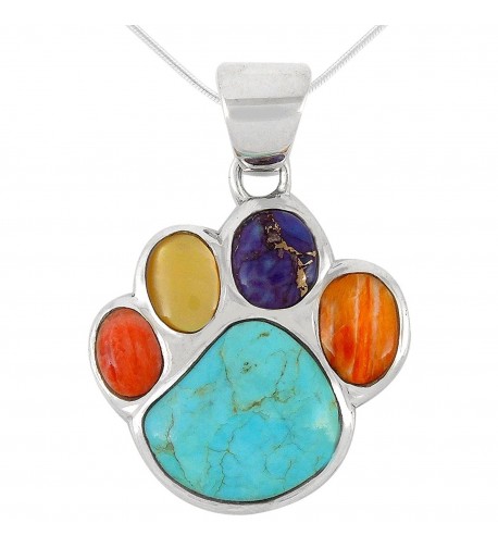 Pendant Necklace Sterling Turquoise Gemstones