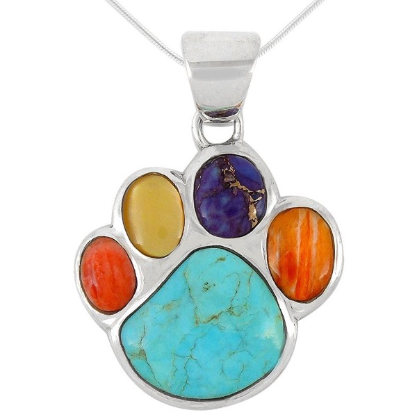 Pendant Necklace Sterling Turquoise Gemstones