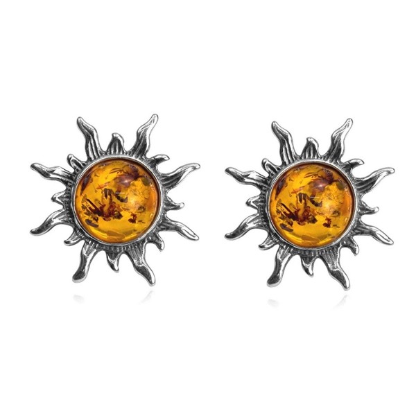 Amber Sterling Silver Flaming Earrings