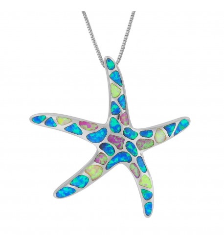 Sterling Silver Synthetic Starfish Necklace