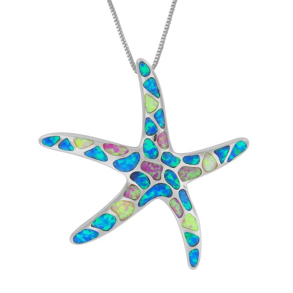 Sterling Silver Synthetic Starfish Necklace