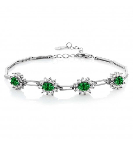 Simulated Emerald Sterling Bracelet Extender