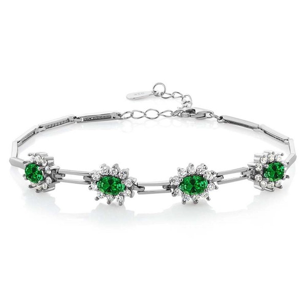 Simulated Emerald Sterling Bracelet Extender