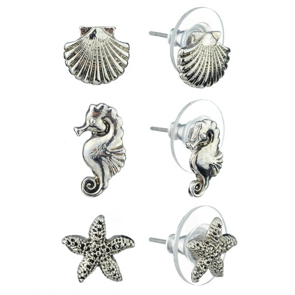 Nautical Starfish Seahorse Seashell Silver Tone