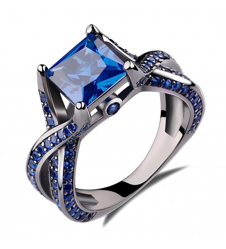 Princess Created Sapphire Engagement Sterling