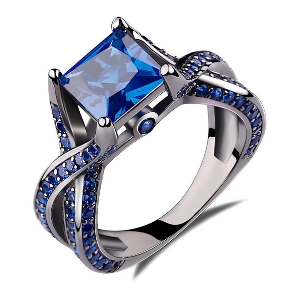 Princess Created Sapphire Engagement Sterling