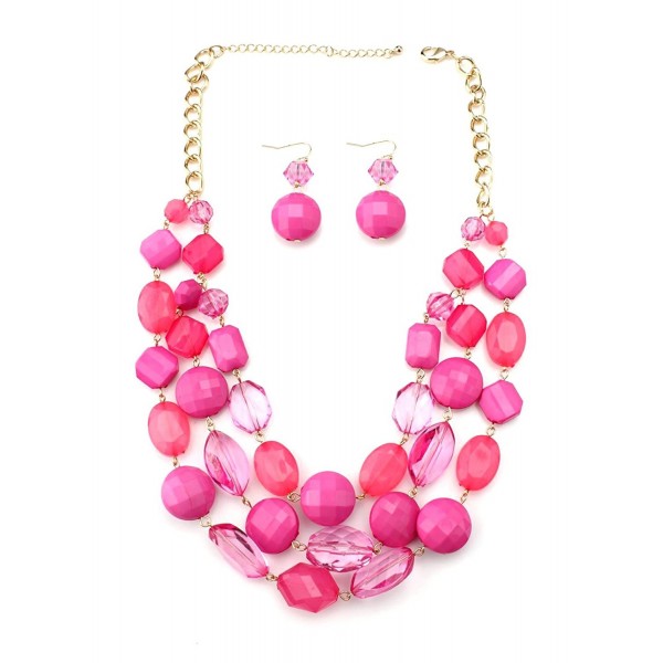 Youthway plastic necklace earring fushia