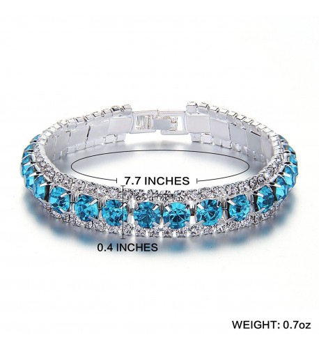 Blue Rhinestone Bangle Bracelets Silver Crystal Link Wedding