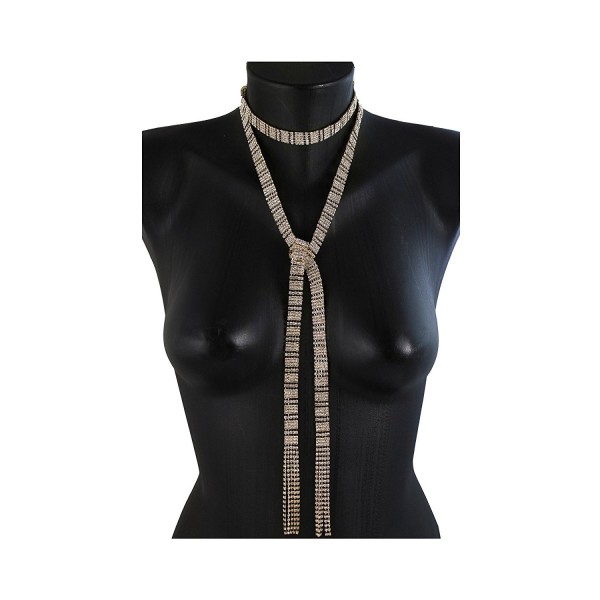 Long Around Rhinestone Choker Necklace