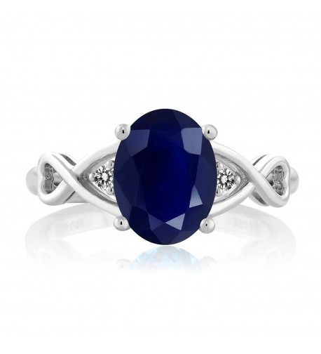 Sterling Silver Sapphire Diamond Womens