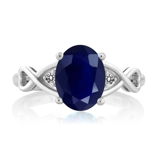 Sterling Silver Sapphire Diamond Womens