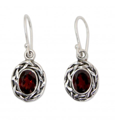 NOVICA Sterling Silver Garnet Earrings