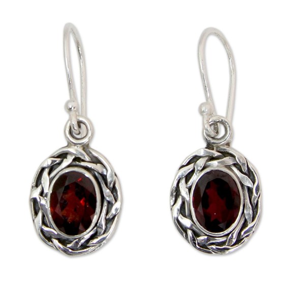 NOVICA Sterling Silver Garnet Earrings