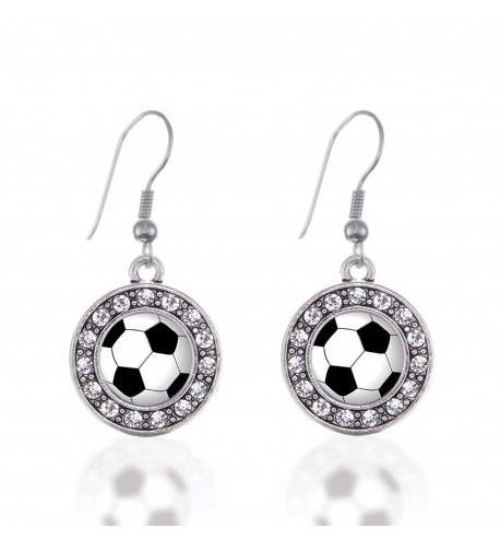 Soccer Circle Earrings Crystal Rhinestones