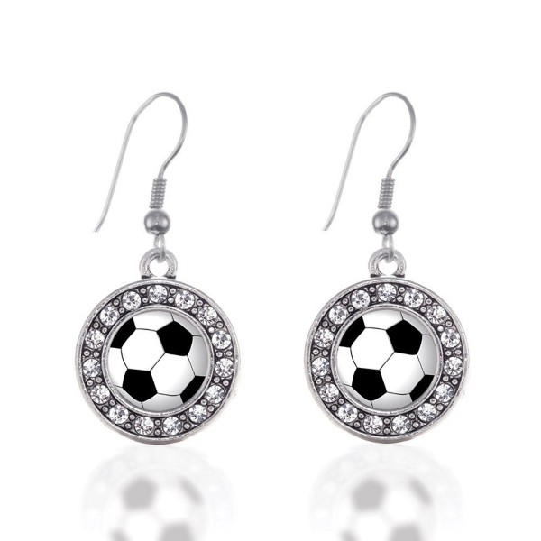 Soccer Circle Earrings Crystal Rhinestones