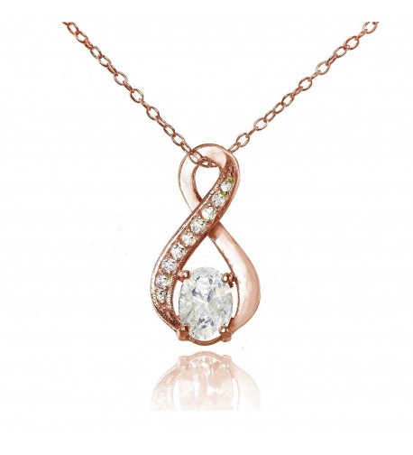 Flashed Sterling Zirconia Infinity Necklace