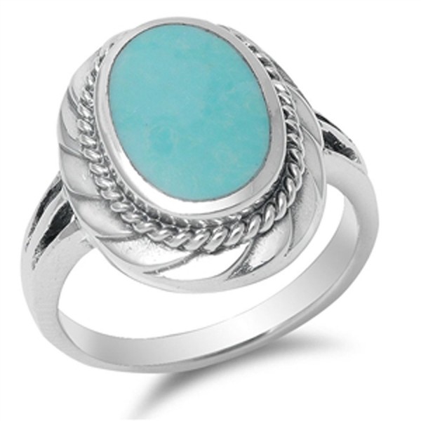 Design Simulated Turquoise Sterling Silver