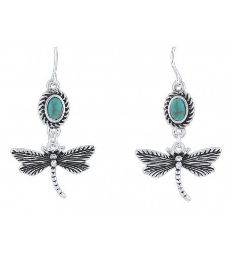 LOLO Silver Tone Imitation Turquoise Dragonfly