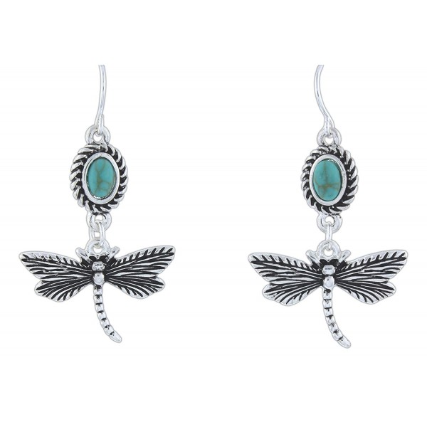 LOLO Silver Tone Imitation Turquoise Dragonfly