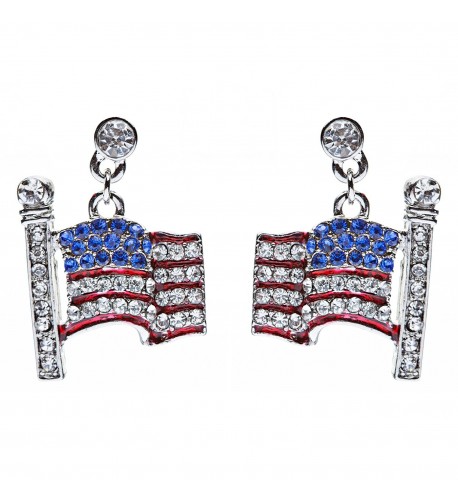 Patriotic Jewelry American Rhinestone Earrings
