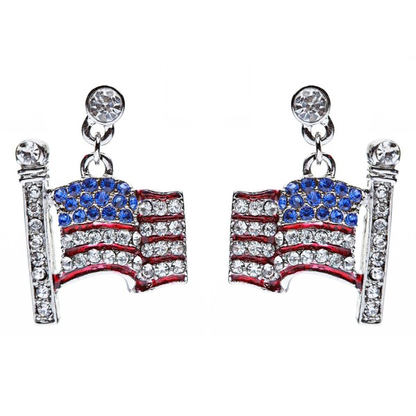 Patriotic Jewelry American Rhinestone Earrings