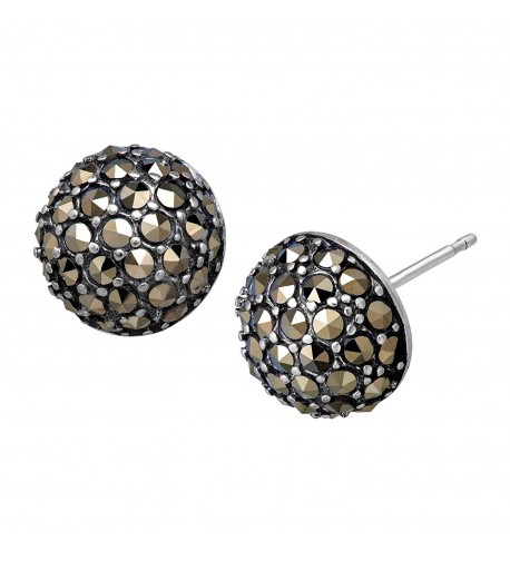 Marcasite Earrings Oxidized Sterling Silver