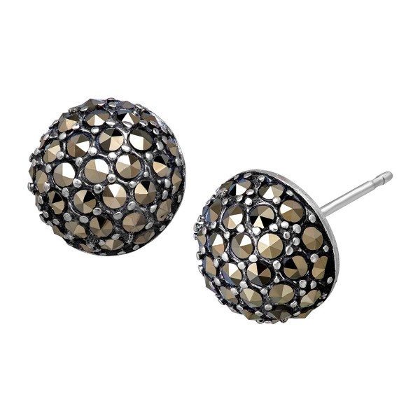 Marcasite Earrings Oxidized Sterling Silver