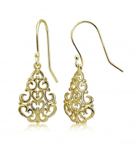 Sterling Polished Chandelier Filigree Earrings