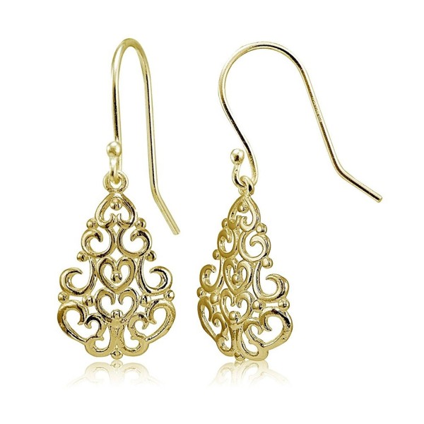 Sterling Polished Chandelier Filigree Earrings