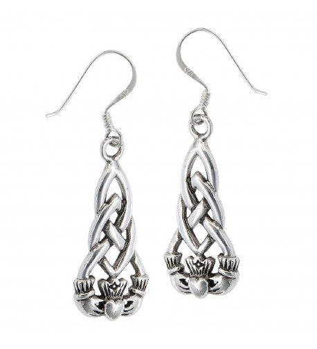 Sterling Silver Heart Claddagh Earrings