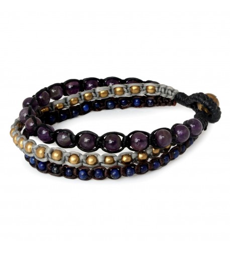 NOVICA Multi Gem Amethyst Beaded Bracelet