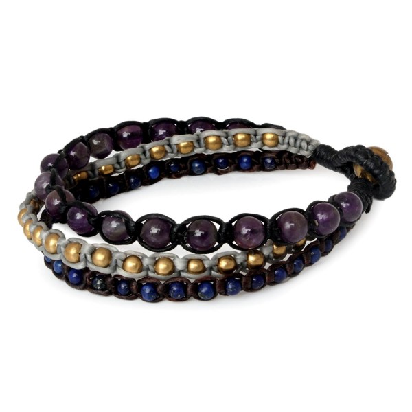 NOVICA Multi Gem Amethyst Beaded Bracelet