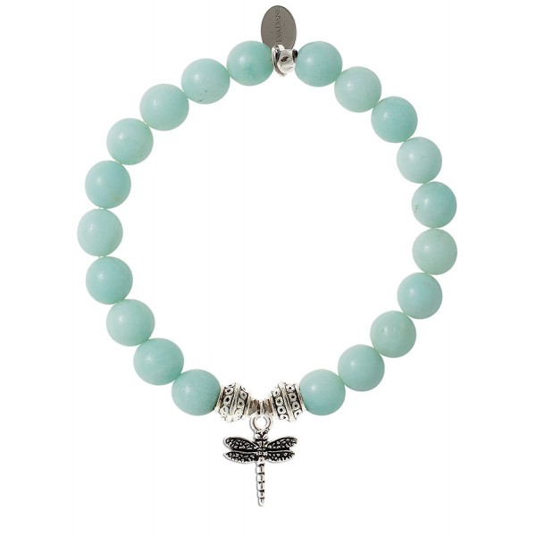 EvaDane Amazonite Gemstone Dragonfly Bracelet