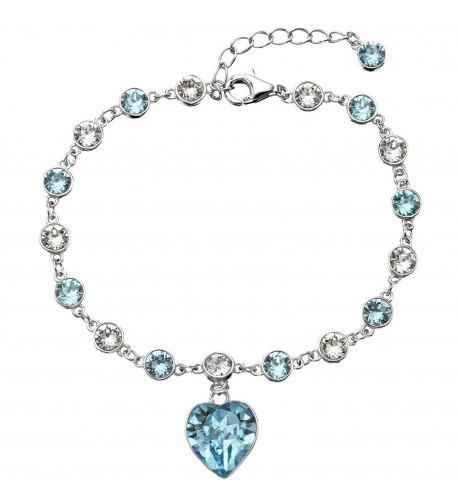 EleQueen Sterling Bracelet Aquamarine Swarovski