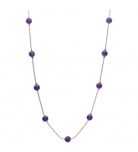 Amethyst Station Sterling Italian Necklace