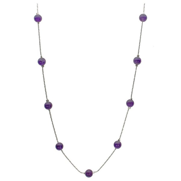 Amethyst Station Sterling Italian Necklace