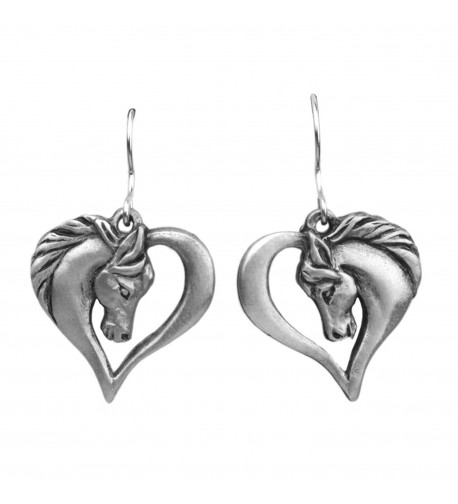 Horse Heart Fishhook Earrings Pewter