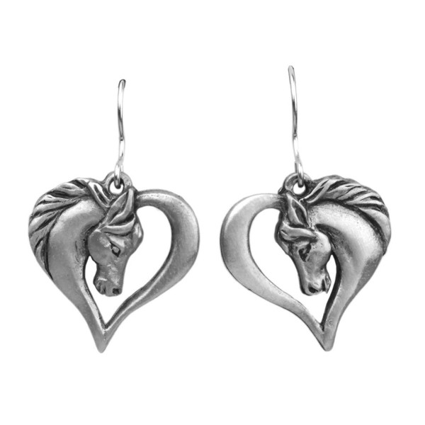 Horse Heart Fishhook Earrings Pewter