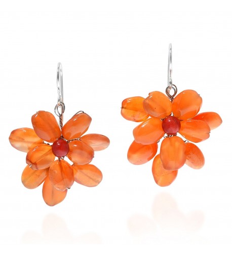 Cluster Simulated Carnelian Sterling Earrings