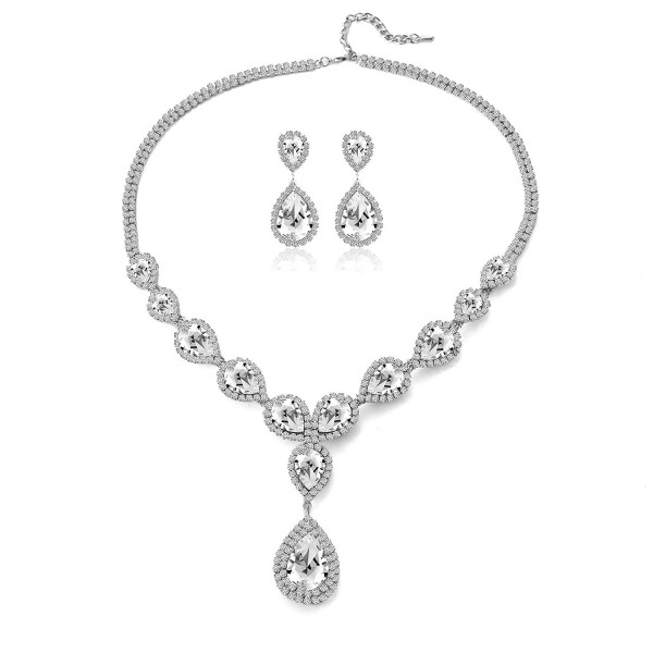 Paxuan Teardrop Champagne Necklace Earrings