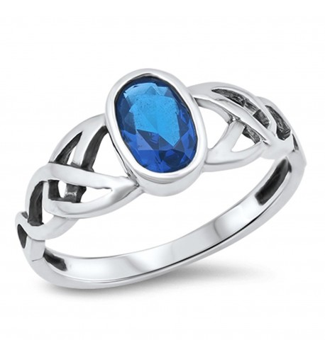 Simulated Sapphire Celtic Sterling Silver