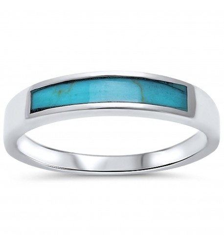 Turquoise Design Band Sterling Silver