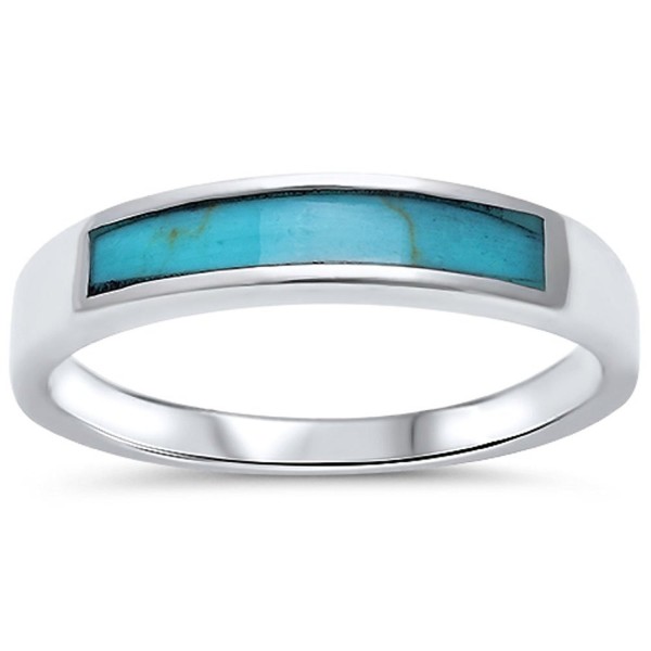 Turquoise Design Band Sterling Silver